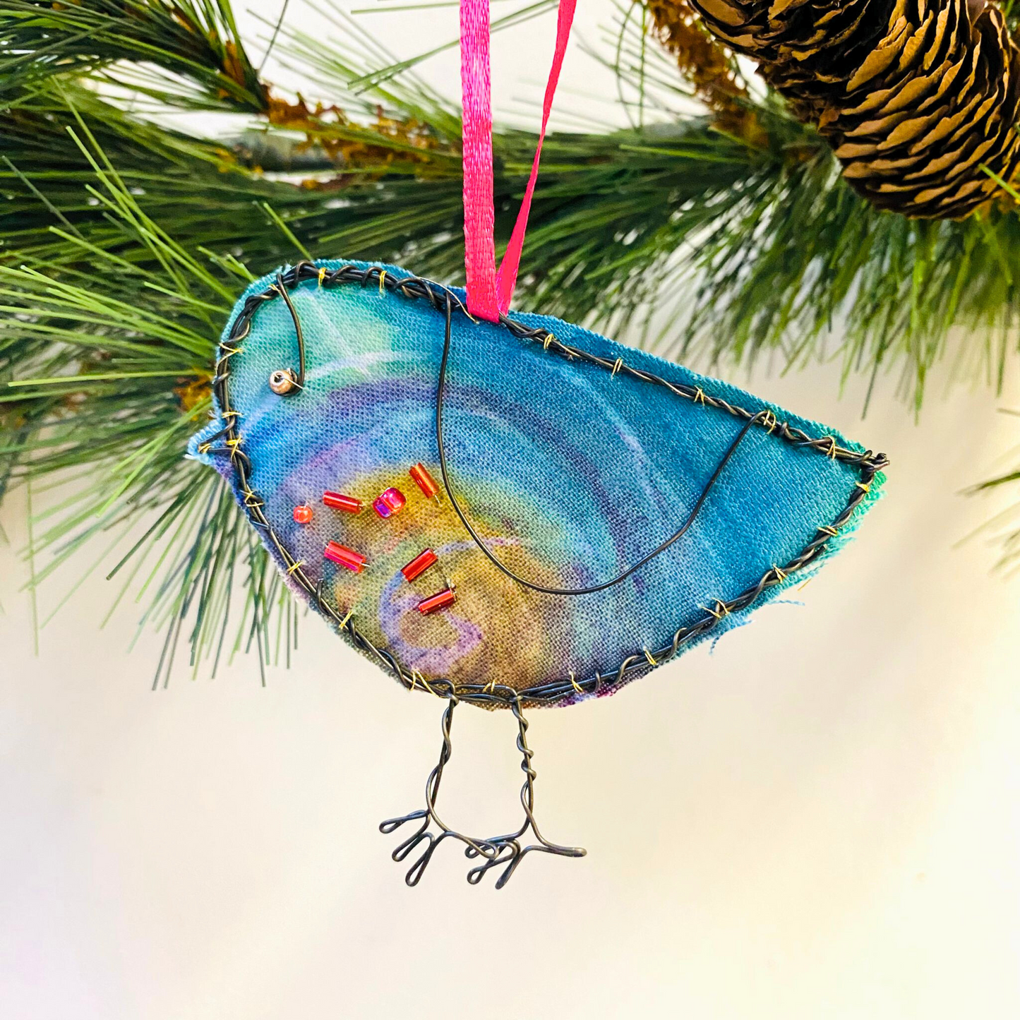 Wire & Batik Robin Decoration - Multi