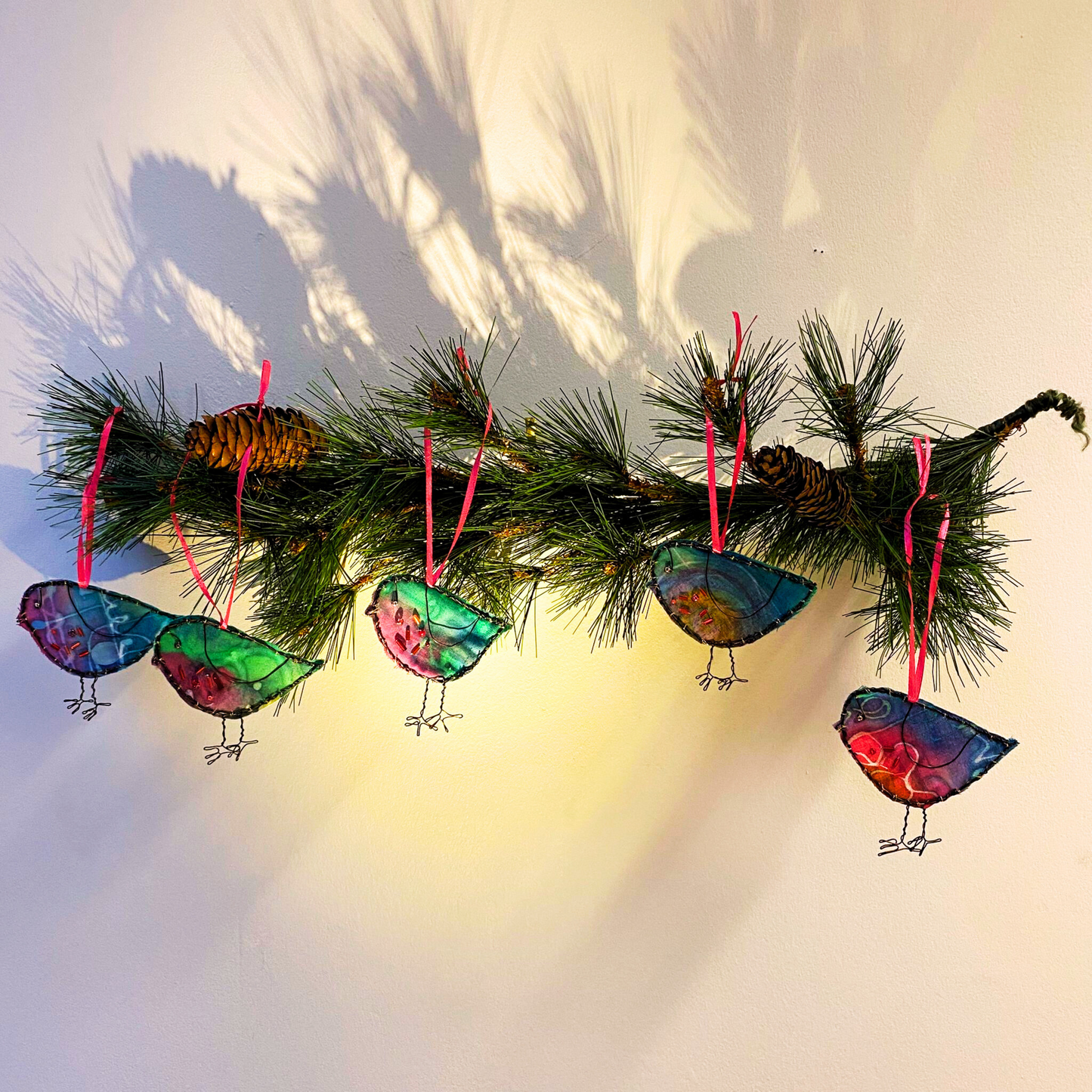 Wire & Batik Robin Decoration - Blue