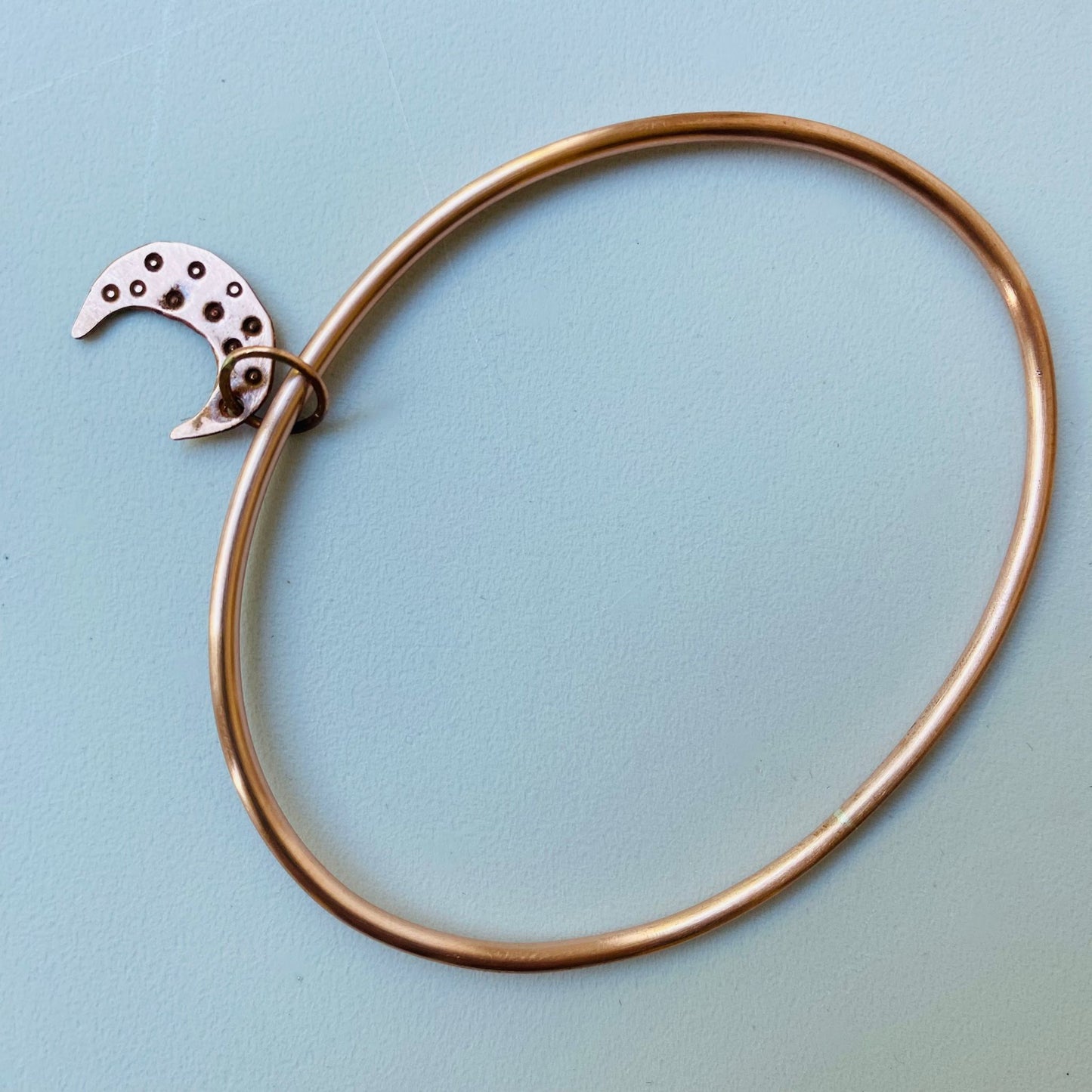 Copper Bangle with Half-Moon Charm - Made to Order