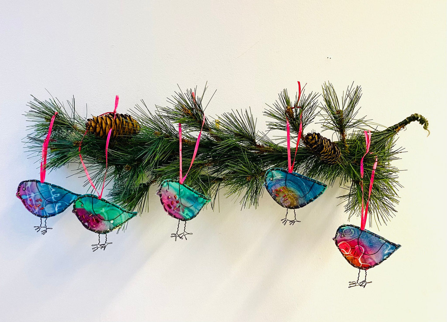 Wire & Batik Robin Decoration - Blue