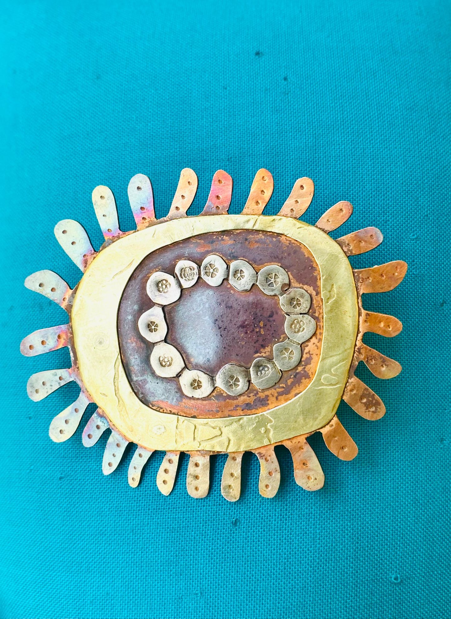 Handcrafted Sea Anemone Metal Brooch