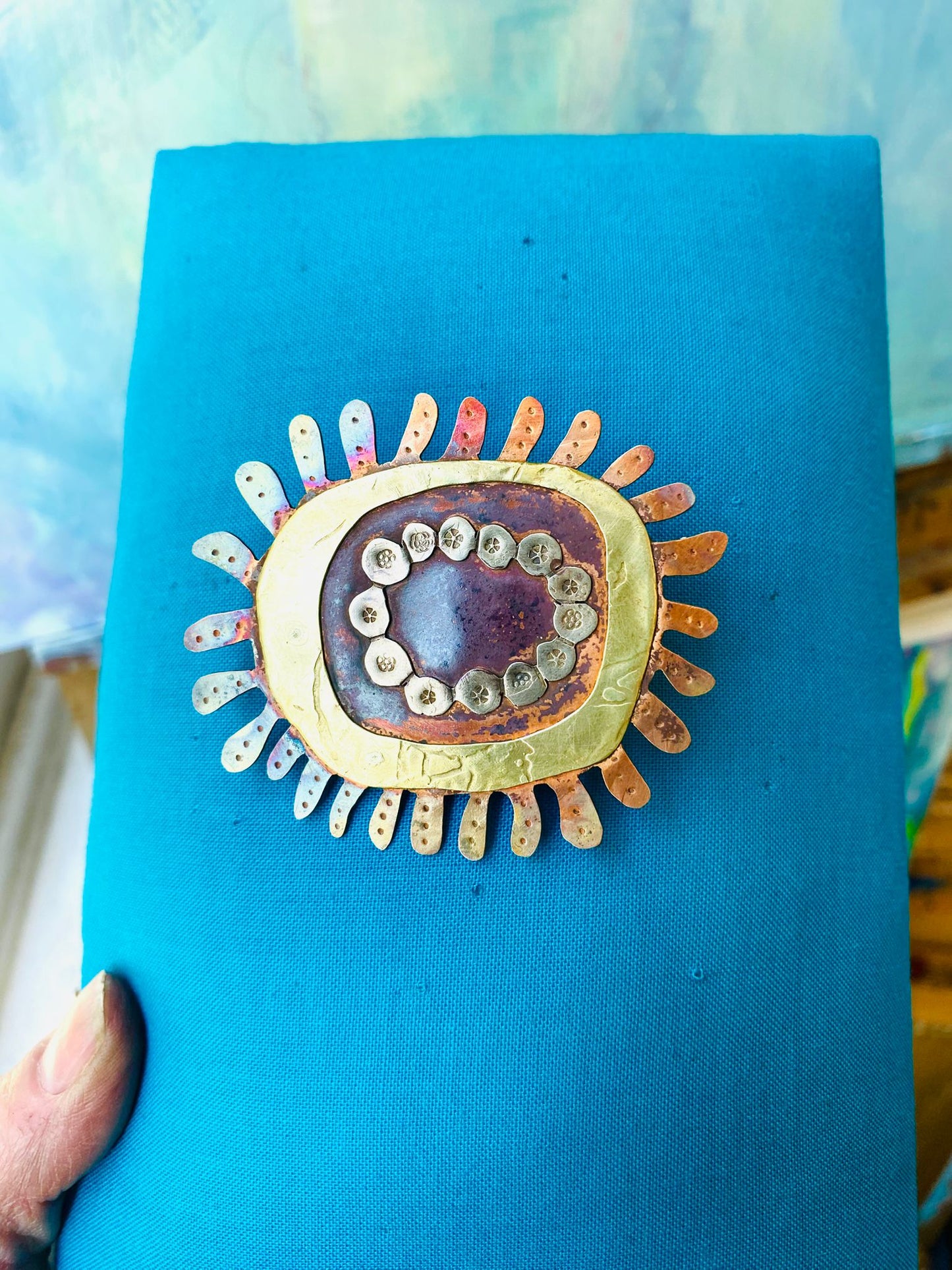 Handcrafted Sea Anemone Metal Brooch