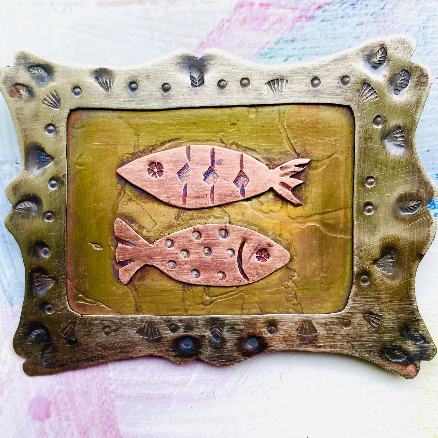 This Way & That Fish Brooch – Handcrafted Statement Pin in Nickel Silver, Copper & Brass - Made to Order Item (Copy)