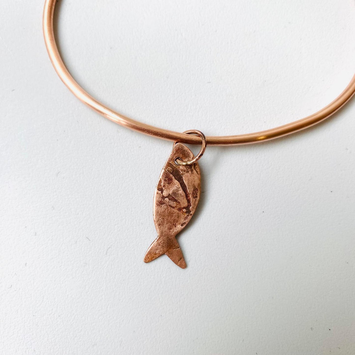 Copper Fish Charm Bangle - Size 24 cm