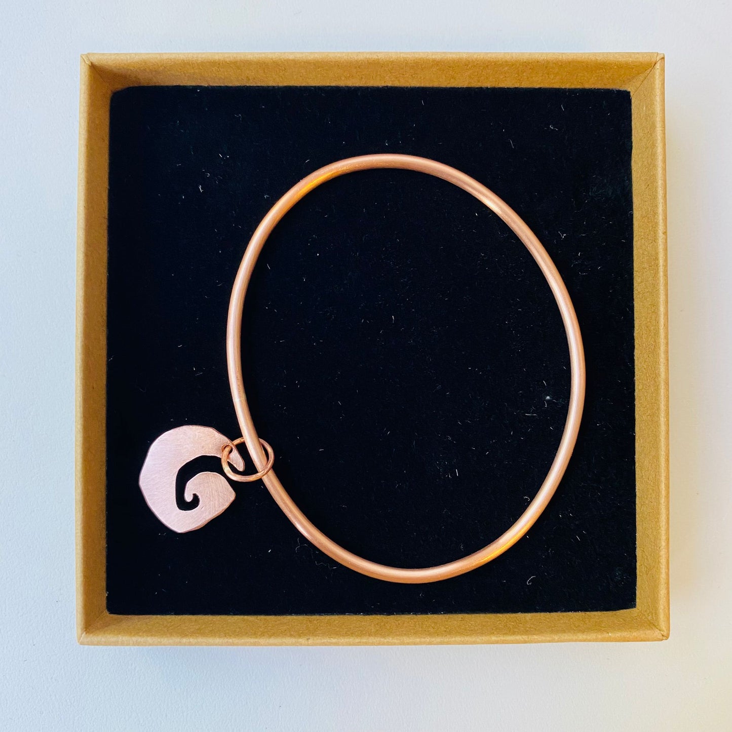 Copper Bangle with Wave Charm - Made to Order