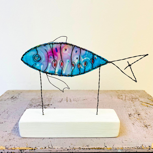 Medium Blue Fish Sculpture