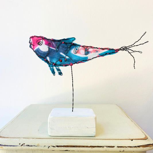 Blue Medium Fish Sculpture