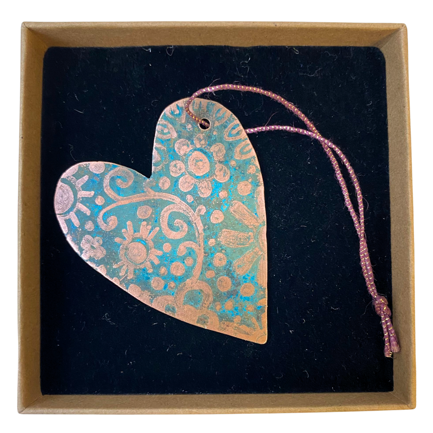 Heart Etched Copper Christmas Decoration