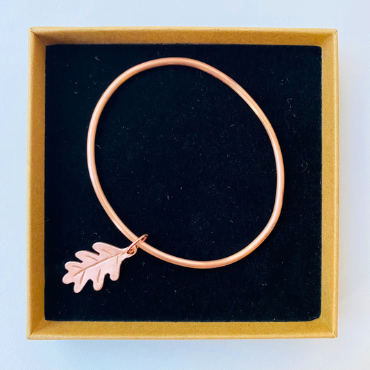 Copper Oak Leaf Bangle - Size 23 cm