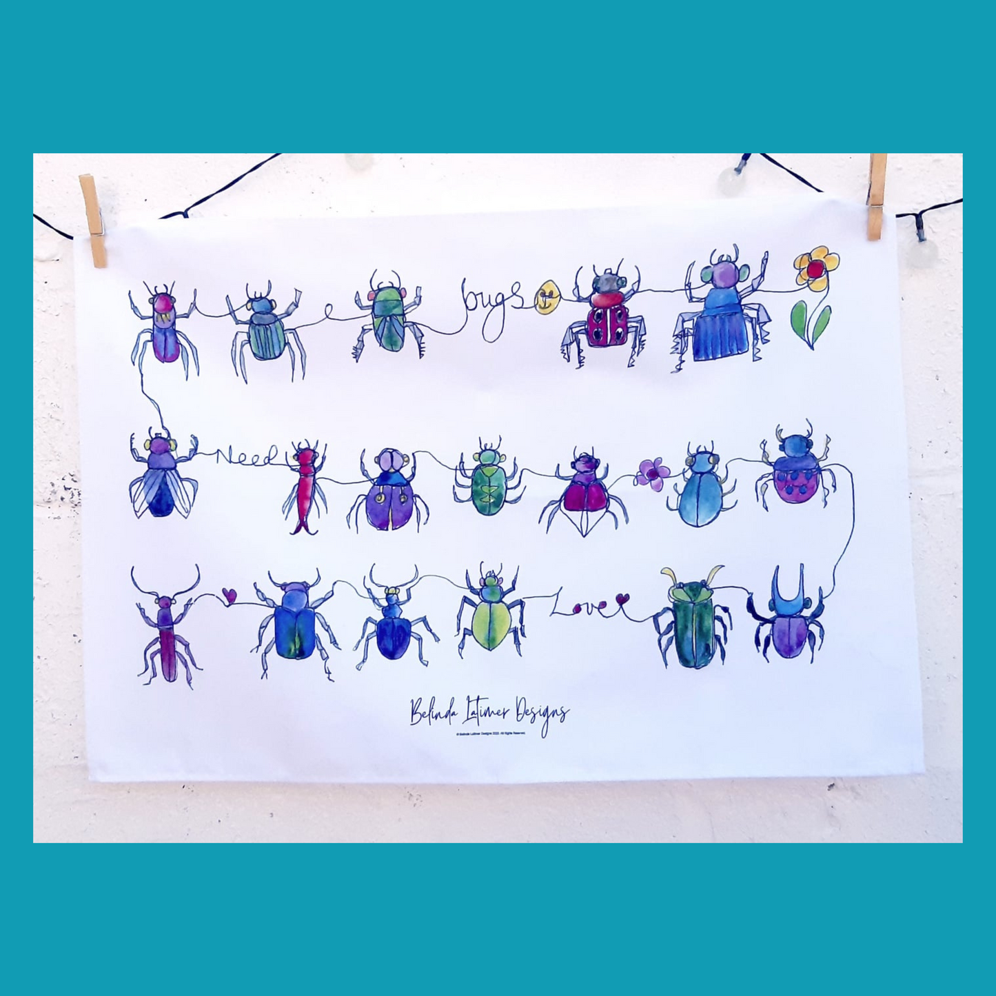 'Bugs Need Love' Tea-Towel