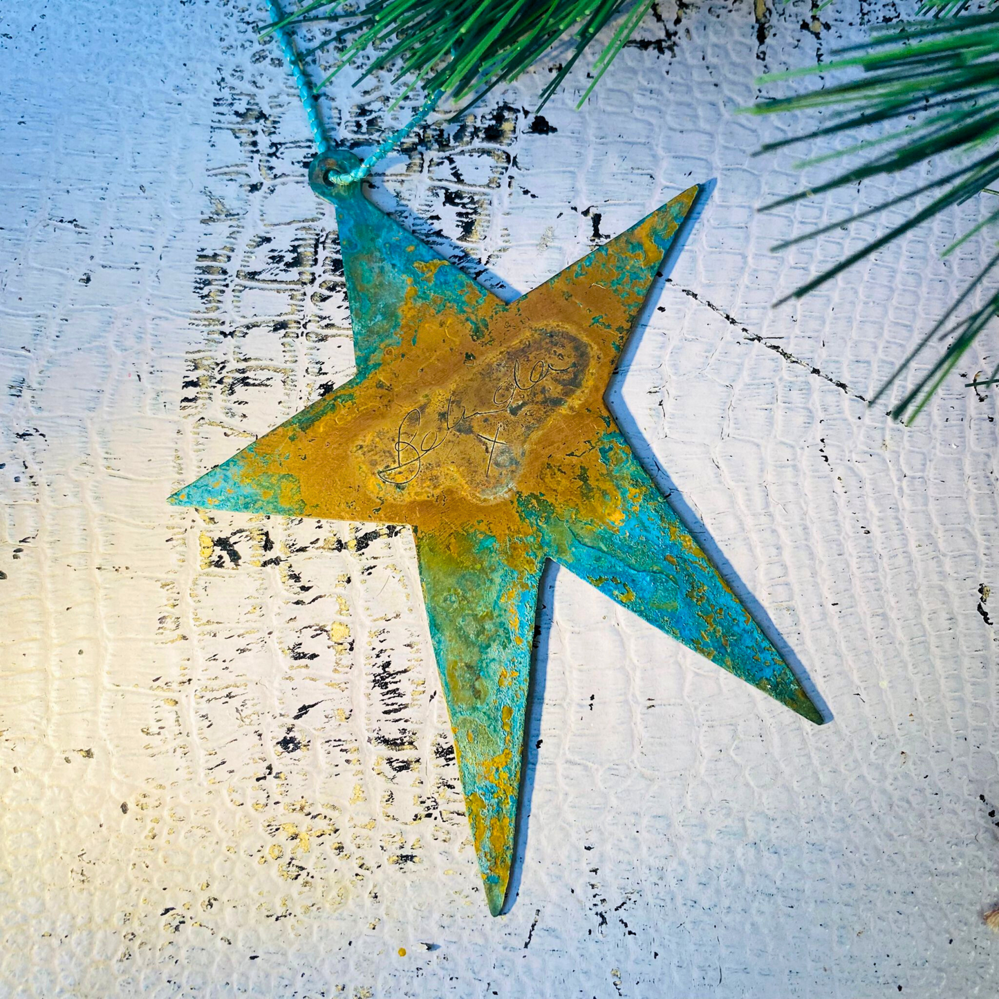 Star Etched Copper Christmas Decoration