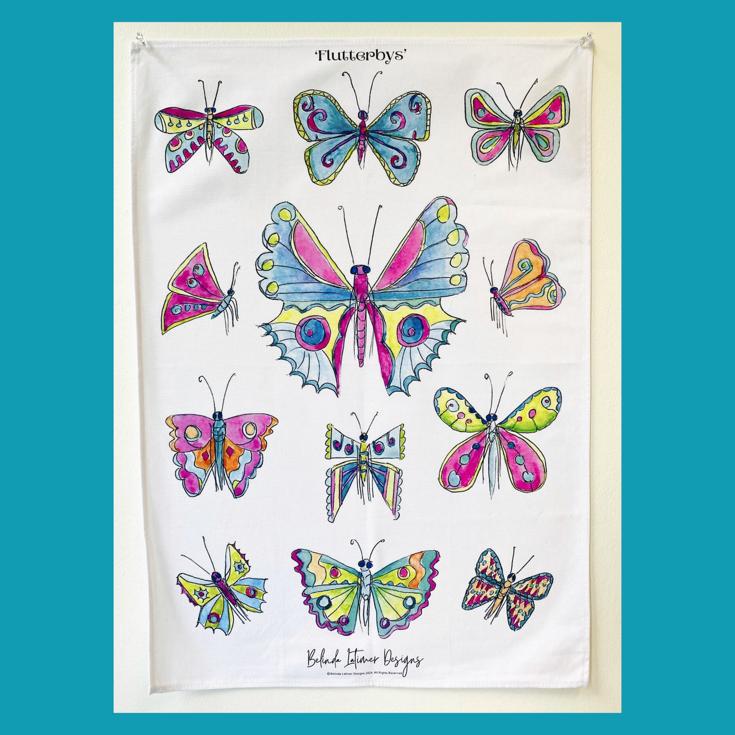 'Flutterbys' Tea Towel