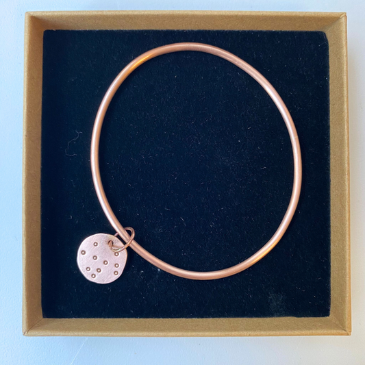 Copper Bangle with Full Moon Charm - Size 24cm