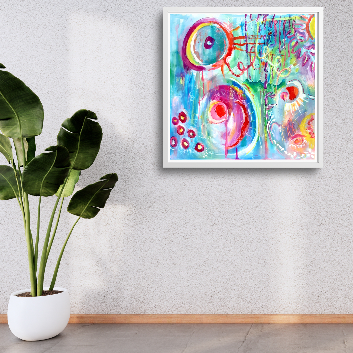 Helios Original Painting in Acrylic and Ink. Framed.