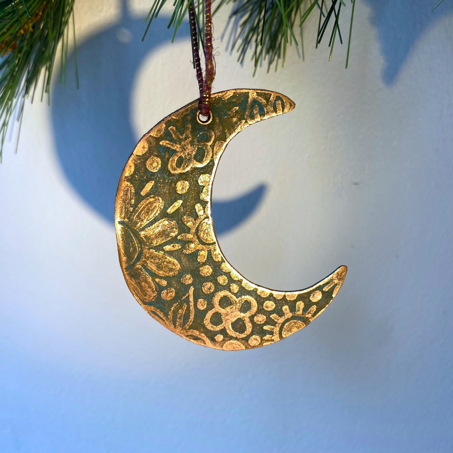 Half-Moon Copper Christmas Decoration