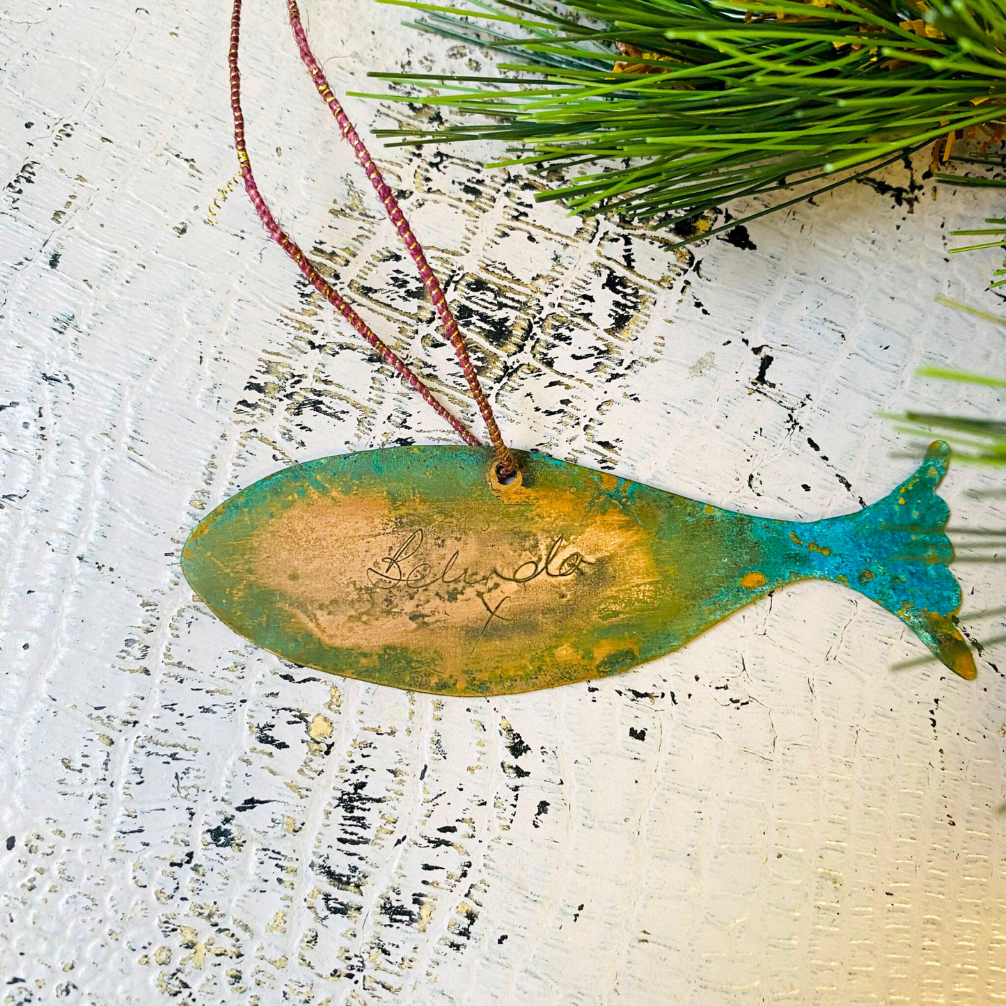 Fish Etched Copper Christmas Decoration