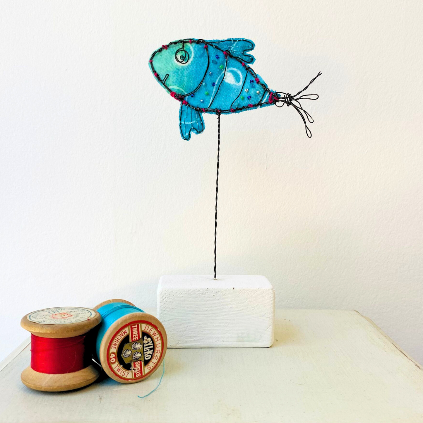 Small Blue Fish Sculpture