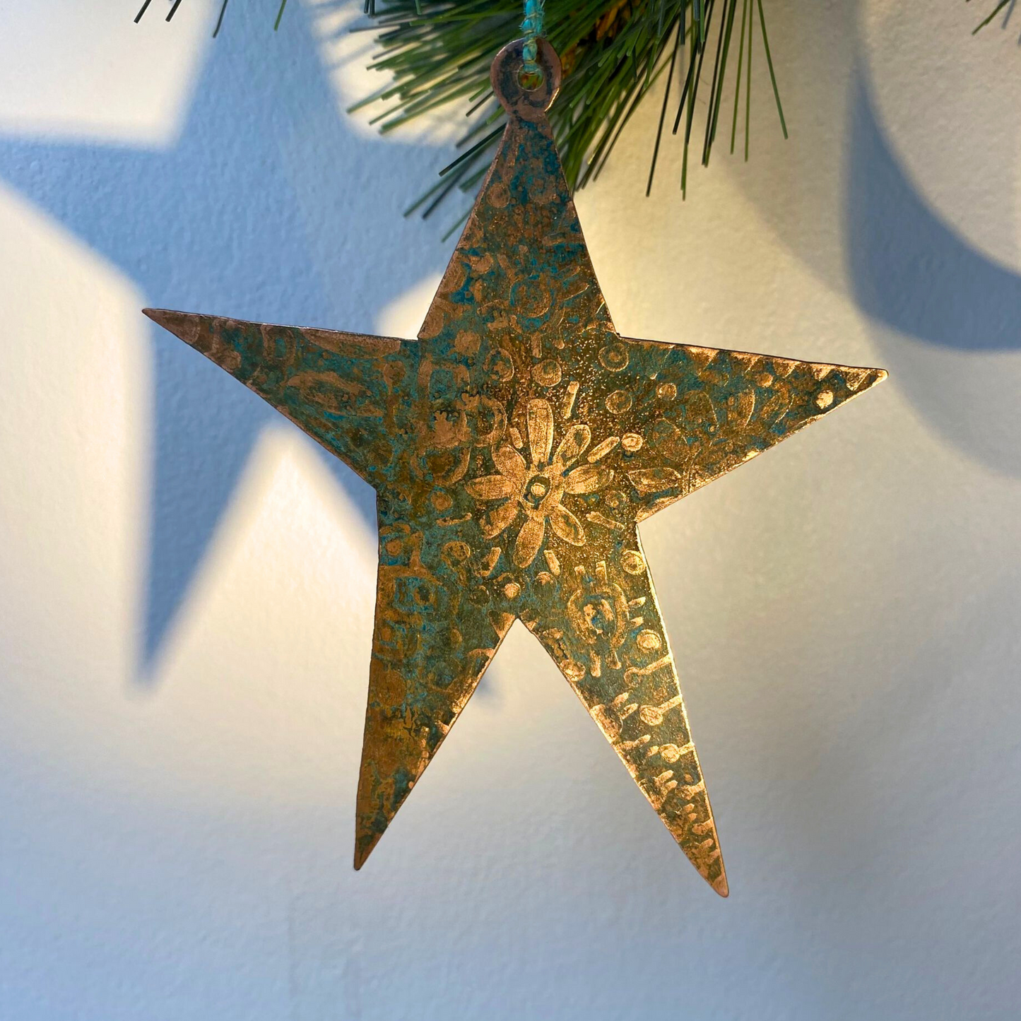 Star Etched Copper Christmas Decoration