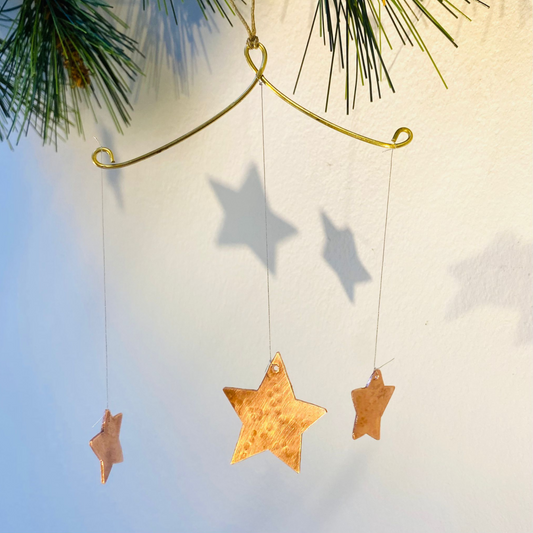 Handcrafted Lunar Metal Mobile - Copper Stars