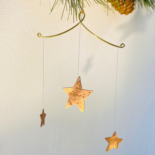 Handcrafted Lunar Metal Mobile - Copper Stars