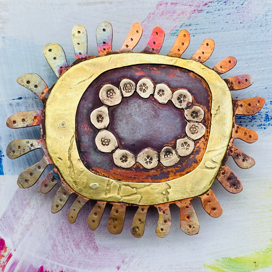 Handcrafted Sea Anemone Metal Brooch