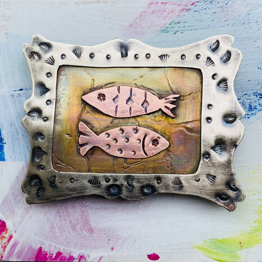 This Way & That Fish Brooch – Handcrafted Statement Pin in Nickel Silver, Copper & Brass - Made to Order Item (Copy)