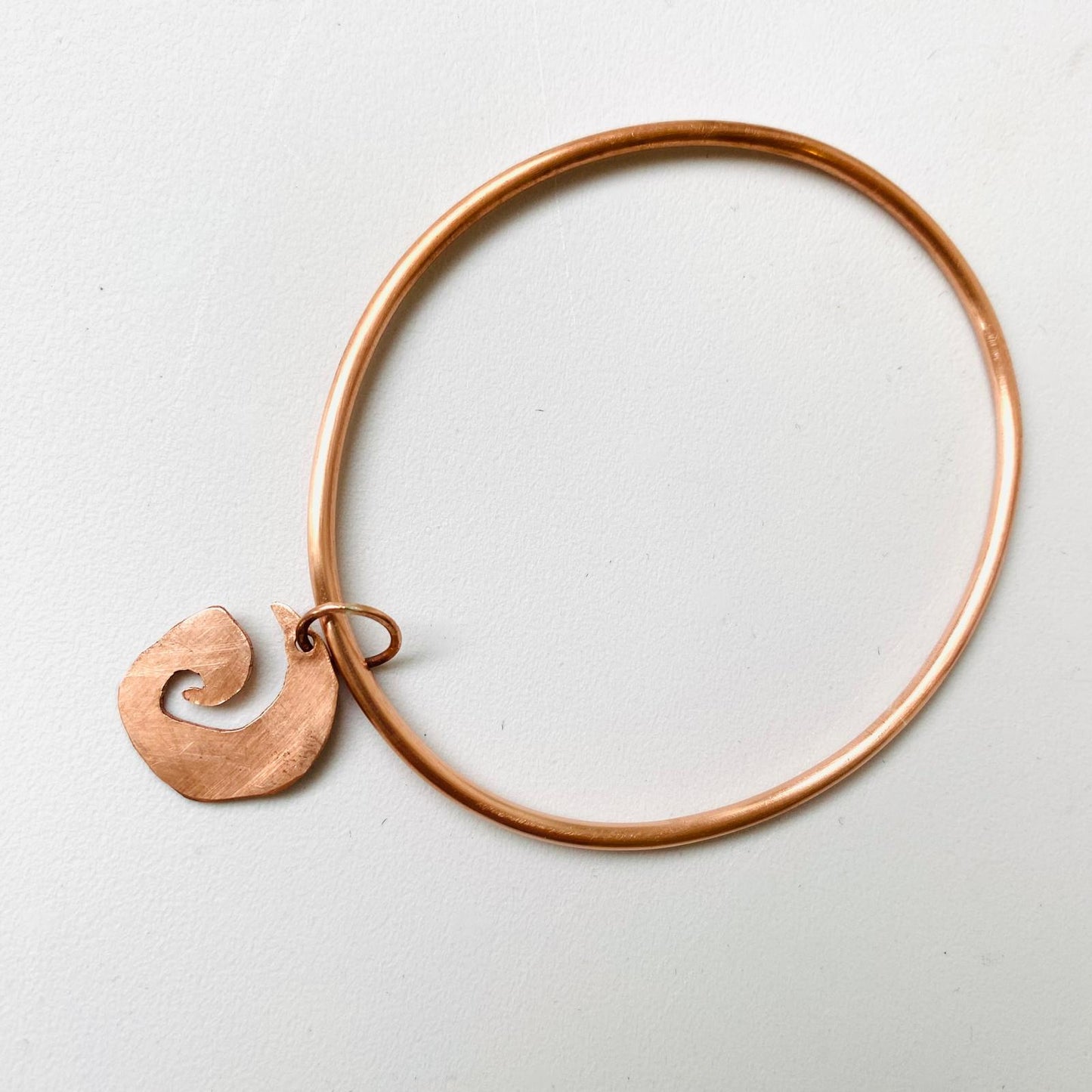 Copper Bangle with Wave Charm  - size 23.5 cm