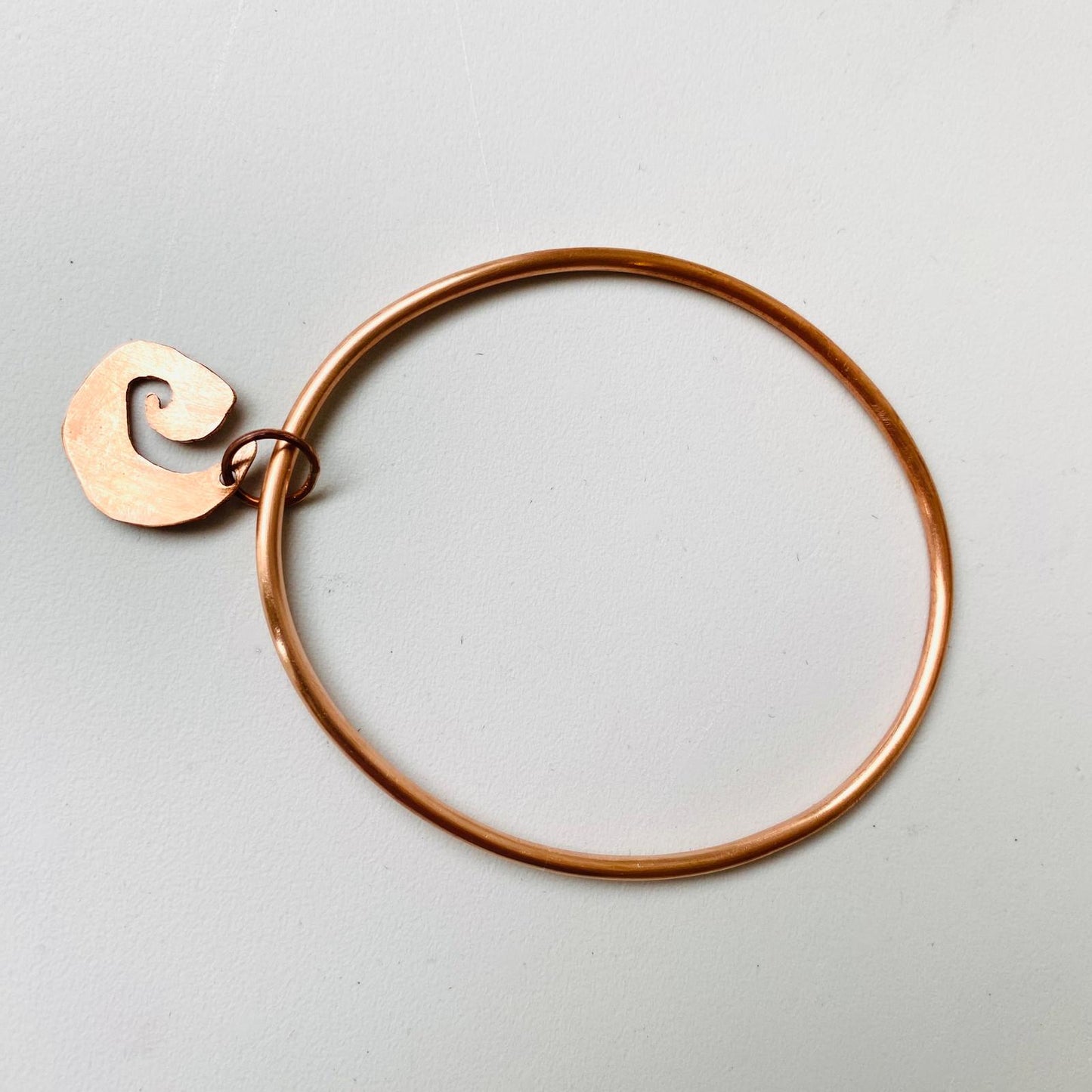 Copper Bangle with Wave Charm  - size 23.5 cm