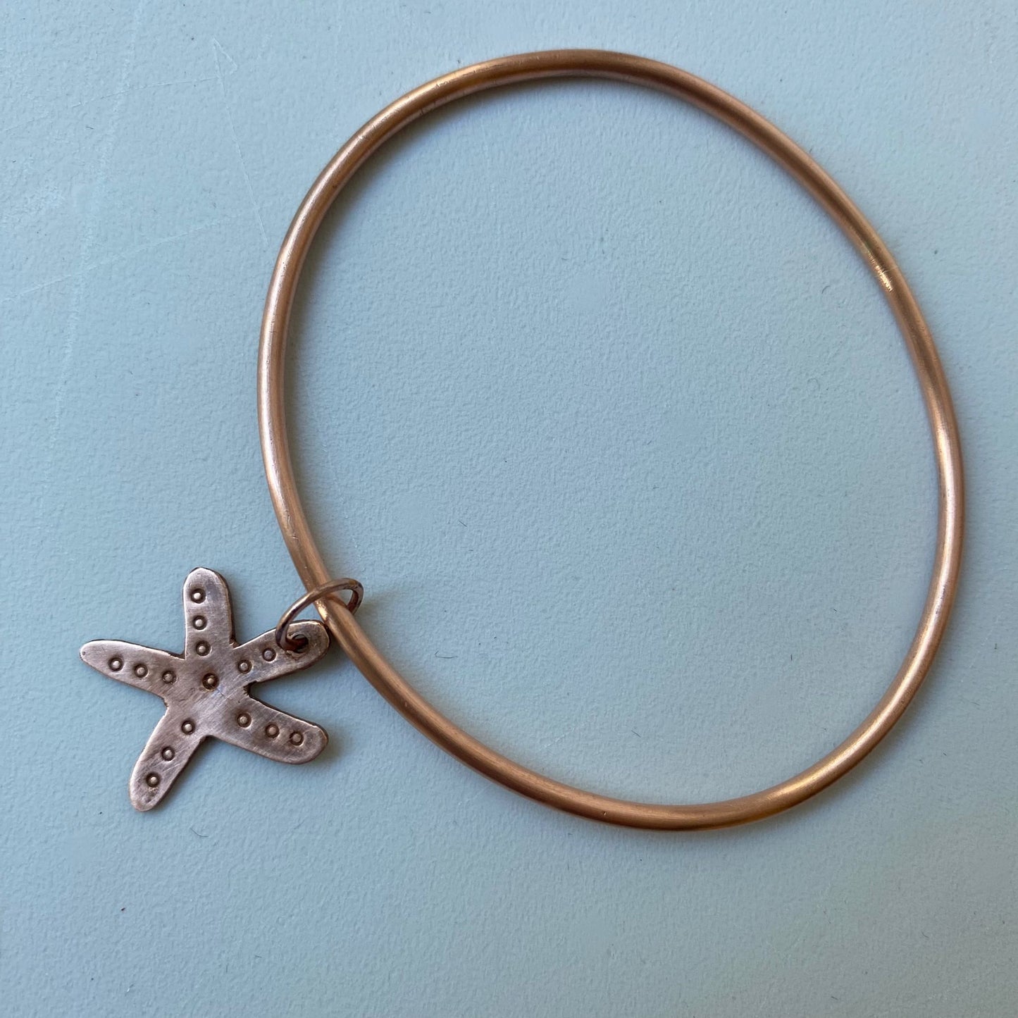 Copper Bangle with Copper Starfish Charm - Size 23 cm