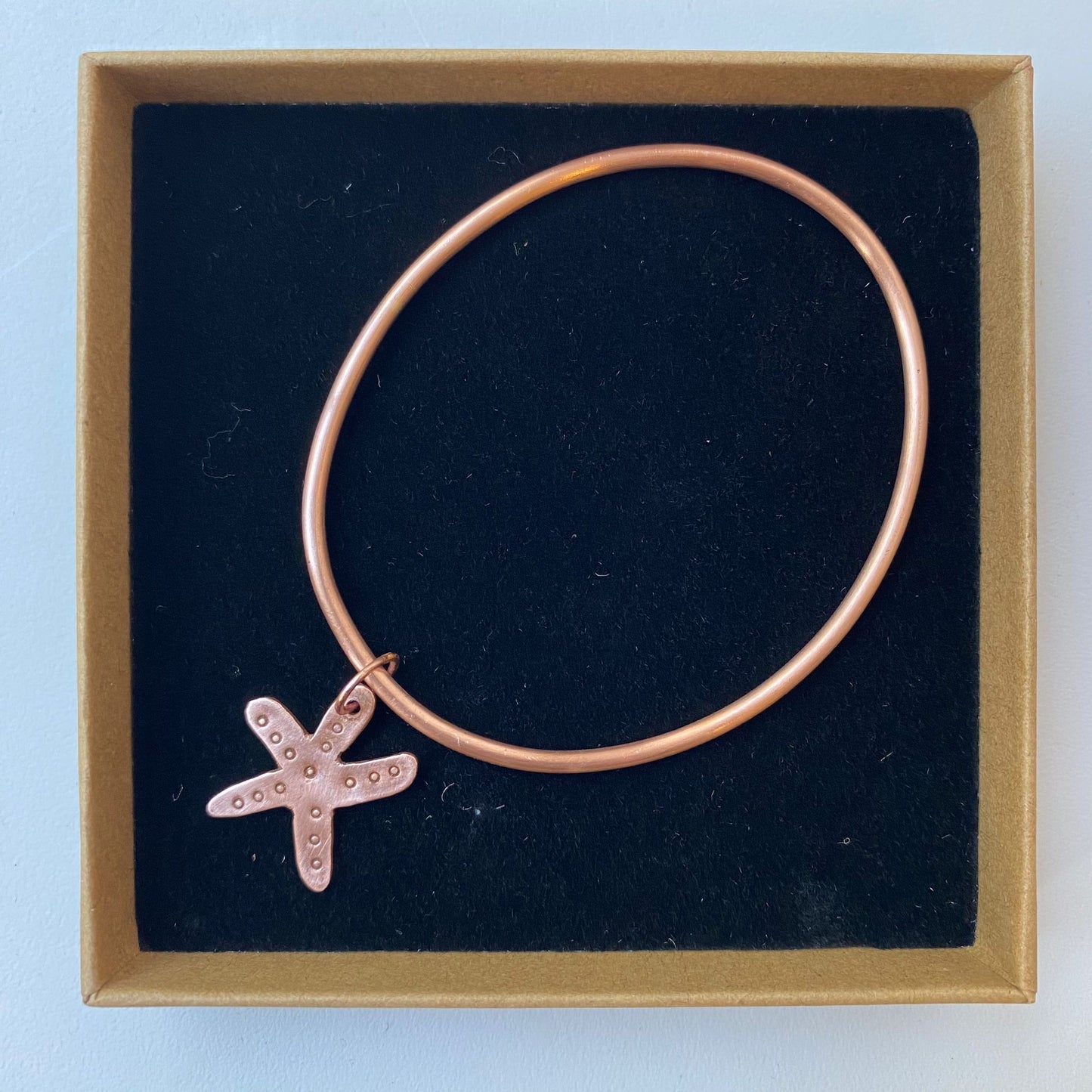 Copper Bangle with Copper Starfish Charm - Size 23 cm