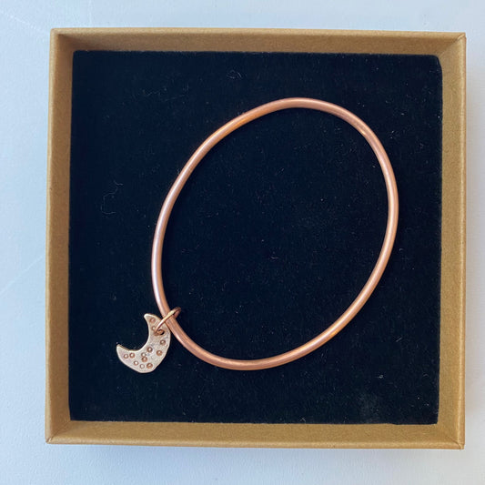 Copper Bangle with Half-Moon Charm - Size 21.5cm